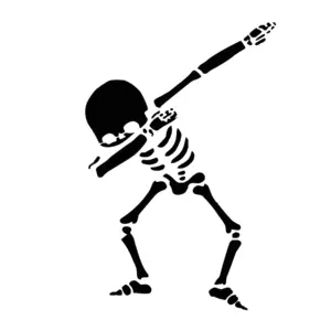 Squelette en position dab pour tatouage temporaire humoristique