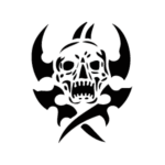 Image d'un tatouage temporaire représentant une tête de mort.