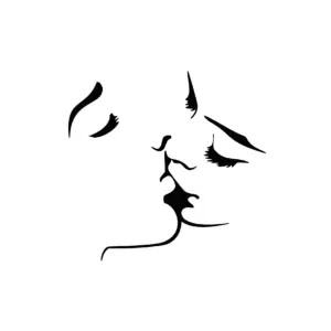 Deux visages qui s’embrassent au tracé fluide pour tatouage temporaire sensuel