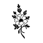 Fleur champêtre stylisée aux lignes naturelles pour tatouage temporaire léger et harmonieux