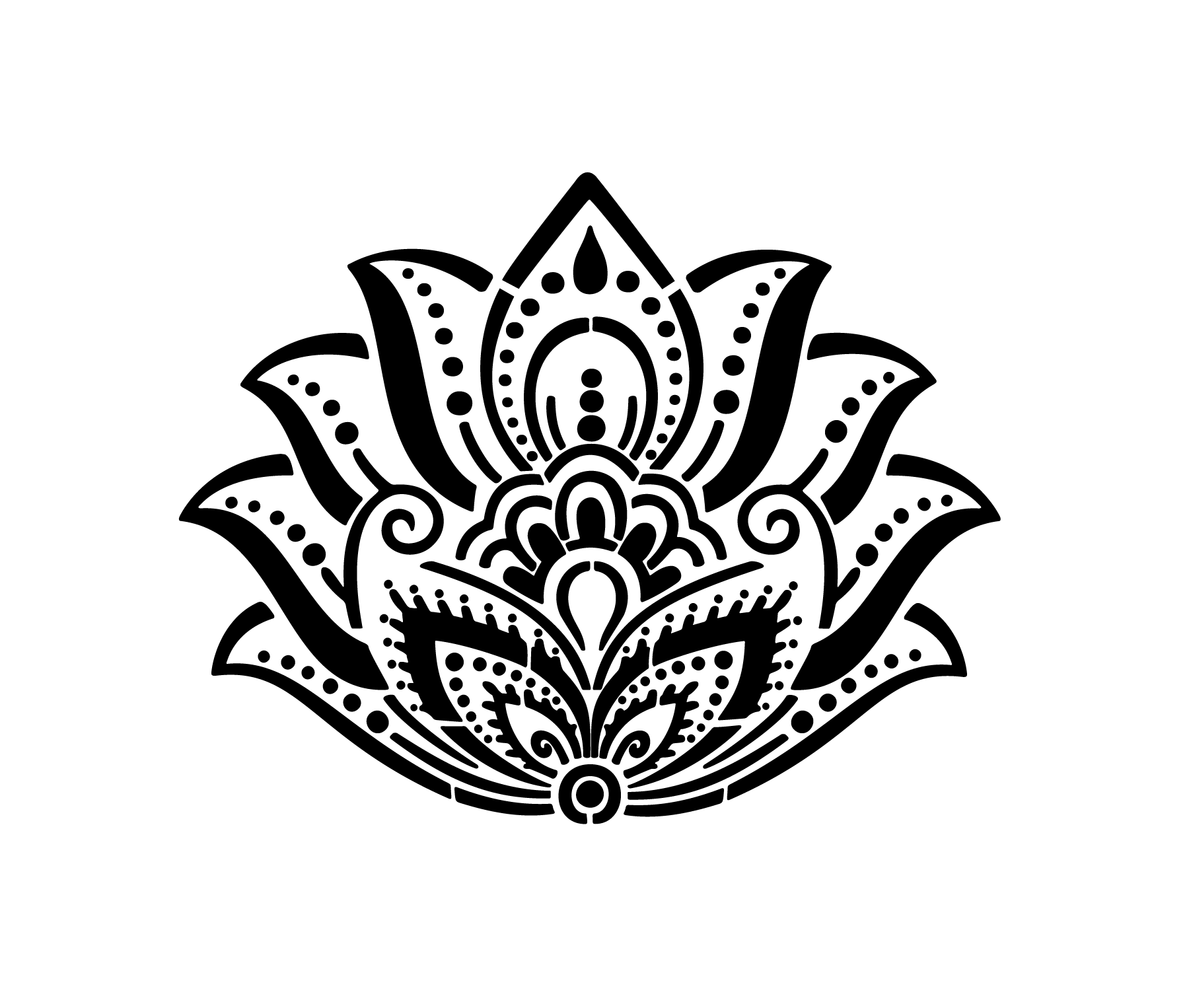Lotus mandala détaillé aux motifs symétriques pour tatouage temporaire artistique et décoratif