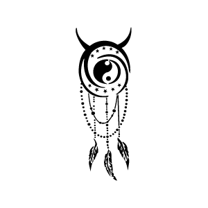Pochoir tatouage éphémère Attrape-rêve Yin Yang – réutilisable et facile à appliquer