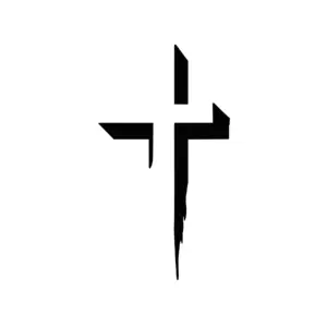 Croix artistique irrégulière au tracé libre pour tatouage temporaire expressif et moderne