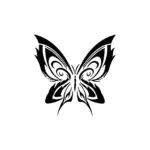 Papillon stylisé graphique créant un tatouage temporaire moderne et symétrique