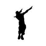Image d'un tatouage temporaire représentant un personnage Fortnite qui fait un DAB.