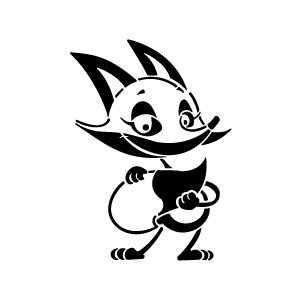 Image d'un tatouage temporaire représentant un petit renard de dessin animé.