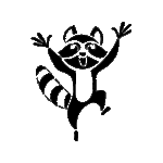 Image d'un tatouage temporaire représentant un petit raton laveur de dessin animé.