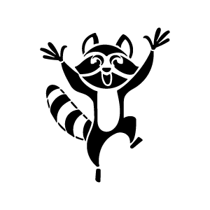 Image d'un tatouage temporaire représentant un petit raton laveur de dessin animé.