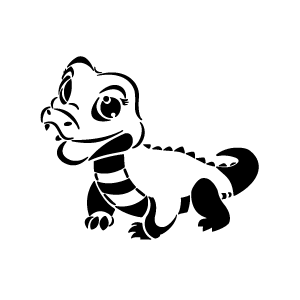 Image d'un tatouage temporaire représentant un petit crocodile de dessin animé.
