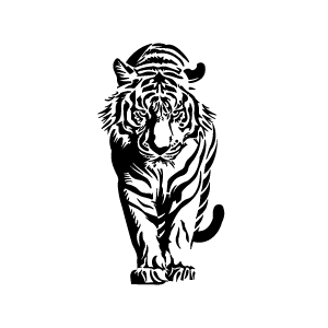 Image d'un tatouage temporaire représentant un tigre de face.