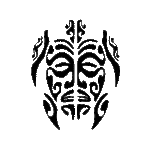 Image d'un tatouage temporaire représentant une tortue d'inspiration tribal avec un tiki comme carapace.