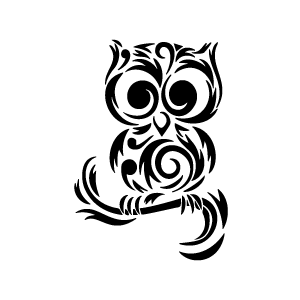 Image d'un tatouage temporaire représentant un hibou sur une branche.