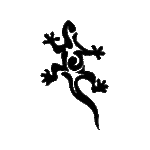 Image d'un tatouage temporaire représentant une salamandre d'inspiration tribal.