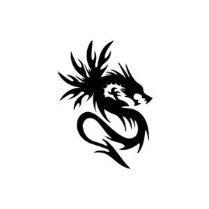 Tête de dragon stylisée aux lignes dynamiques pour tatouage temporaire intense et vibrant