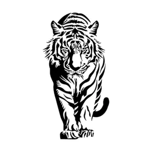 Grand tigre majestueux au regard intense pour tatouage temporaire puissant