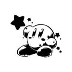 Personnage rond souriant entouré d’étoiles au style doux pour tatouage temporaire ludique