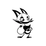 Petit renard malin cartoon avec expression espiègle tatouage temporaire