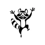 Raton laveur joyeux cartoon bras levés pour tatouage temporaire