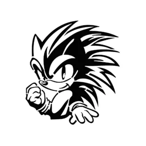 Sonic stylisé avec piques dynamiques pour tatouage temporaire rapide et moderne