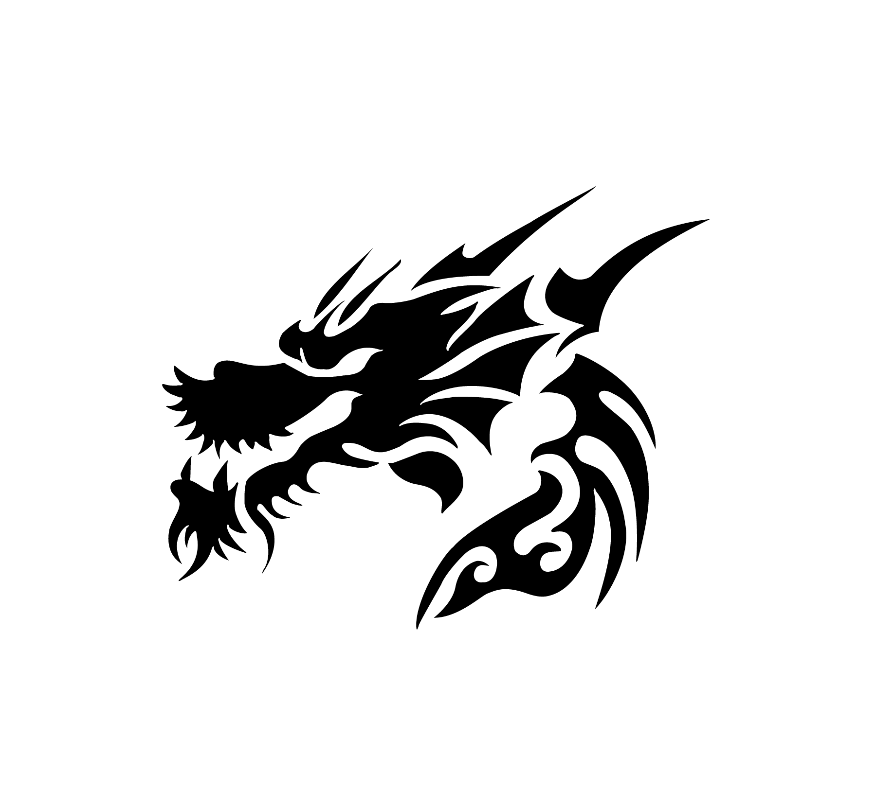 Tête de dragon stylisée aux lignes marquées pour tatouage temporaire intense et expressif