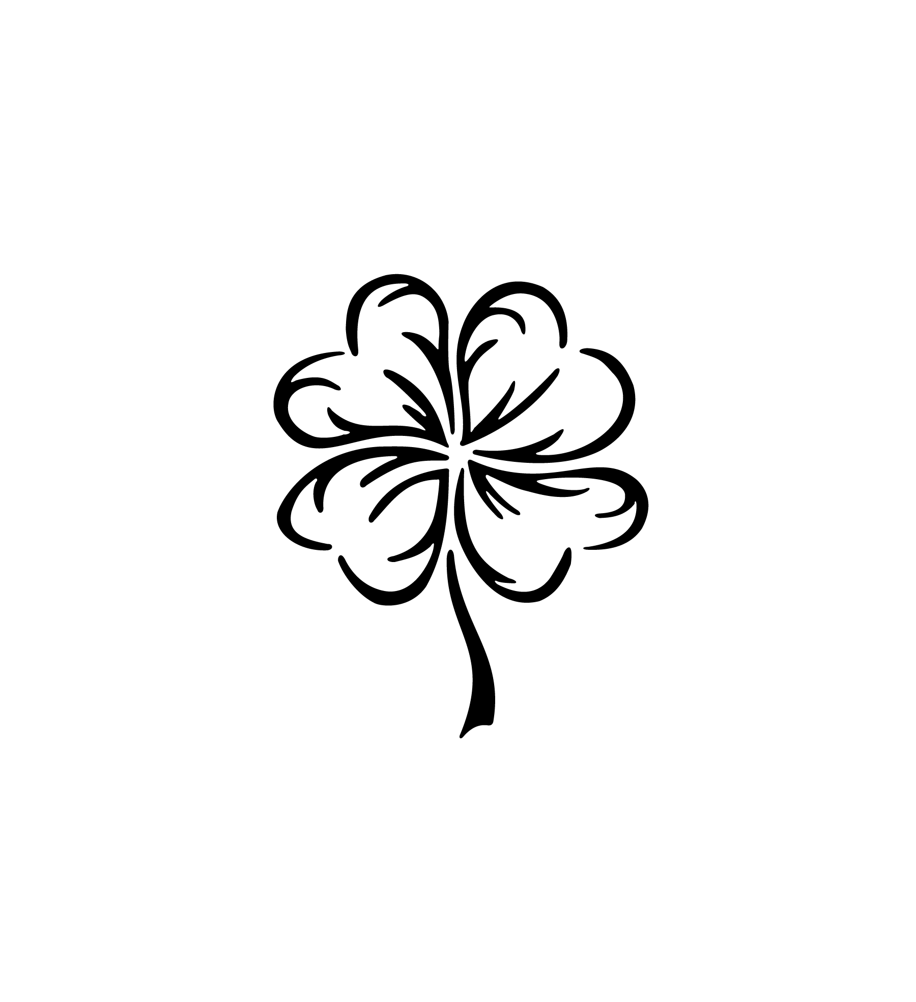 Trèfle stylisé aux lignes fines et formes équilibrées pour tatouage temporaire discret et symbolique