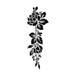 Branche fleurie verticale aux détails fins pour tatouage temporaire élégant et allongé