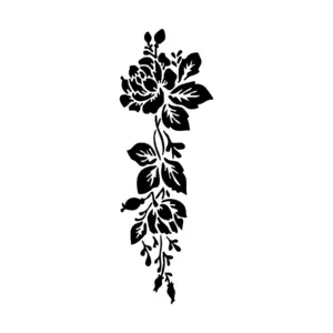 Branche fleurie verticale aux détails fins pour tatouage temporaire élégant et allongé