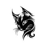 Chat noir élégant au profil fin pour tatouage temporaire mystique