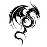 Dragon en spirale aux lignes équilibrées pour tatouage temporaire puissant et harmonieux