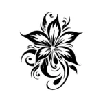 Fleur de lys ornementale aux lignes fluides et arabesques pour tatouage temporaire artistique élégant