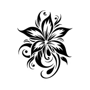 Fleur de lys ornementale aux lignes fluides et arabesques pour tatouage temporaire artistique élégant
