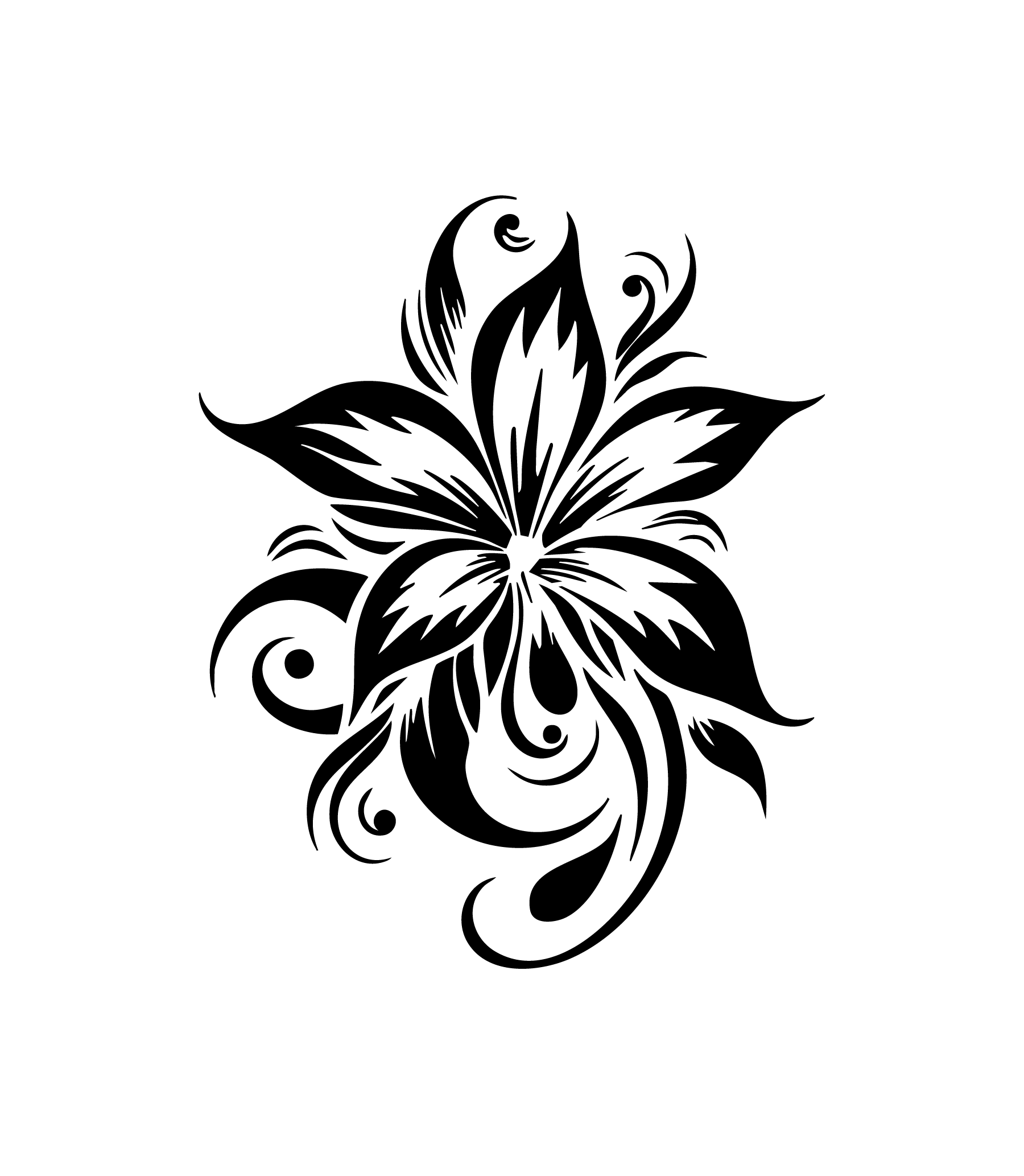 Fleur de lys ornementale aux lignes fluides et arabesques pour tatouage temporaire artistique élégant