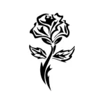Rose élancée au tracé fin et lignes graphiques pour tatouage temporaire élégant et moderne