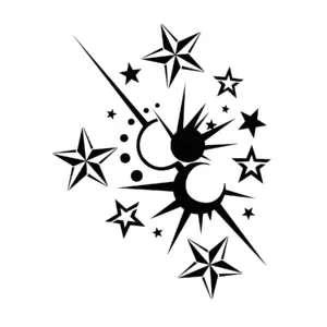 Étoiles abstraites aux formes libres pour tatouage temporaire artistique et cosmique