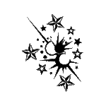 Éclats étoiles cosmiques aux lignes nettes pour tatouage temporaire dynamique