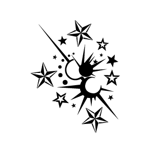Éclats étoiles cosmiques aux lignes nettes pour tatouage temporaire dynamique