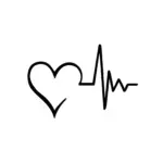 Motif cœur avec ligne de battement cardiaque pour tatouage temporaire moderne