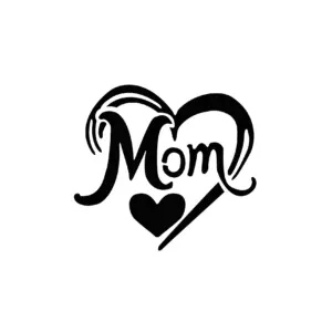 Motif cœur avec inscription mom au tracé doux pour tatouage temporaire affectif
