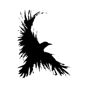 Corbeau aux ailes ouvertes style encre pour tatouage temporaire sombre et mystique