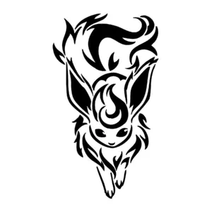 Évoli mignon aux grandes oreilles avec posture douce pour tatouage temporaire tendre et expressif