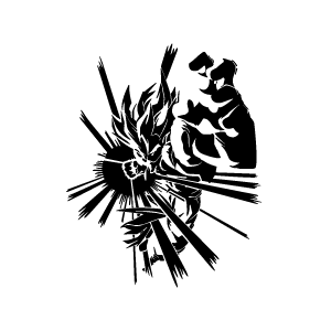 Silhouette Gogeta en fusion explosive aux lignes dynamiques pour tatouage éphémère manga