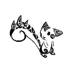 Mew aux courbes tribales fluides pour tatouage temporaire mystique