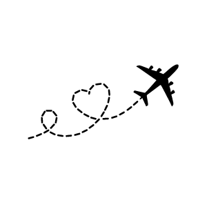 Pochoir tatouage éphémère avion cœur tracé minimaliste – voyage et amour