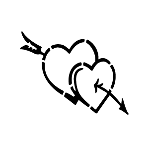 Pochoir tatouage éphémère cœurs transpercés minimalistes – symbole amour intense