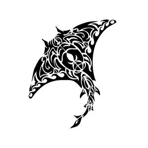 Pochoir tatouage éphémère raie tribale florale – motif marin artistique et élégant