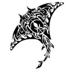 Raie manta tribale détaillée aux motifs centraux pour tatouage temporaire puissant