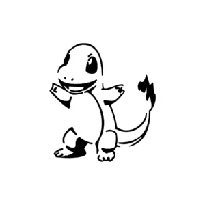 Salamèche avec flamme vive sur la queue pour tatouage temporaire énergique et chaleureux