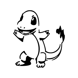 Salamèche souriant au tracé épuré pour tatouage temporaire énergique