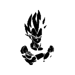 Silhouette Vegeta bras croisés au tracé anguleux pour tatouage éphémère manga