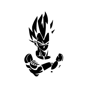 Silhouette Vegeta bras croisés au tracé anguleux pour tatouage éphémère manga